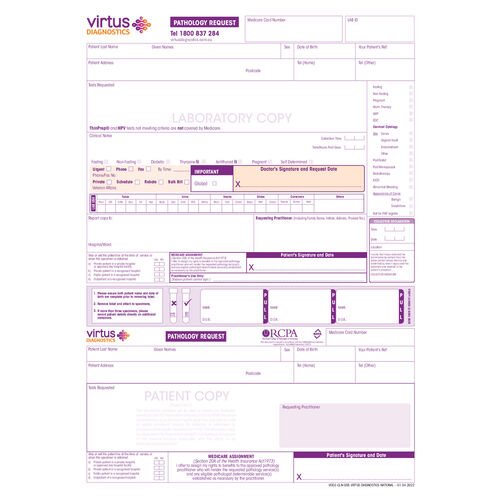 Virtus Diagnostic Pathology Form (April)